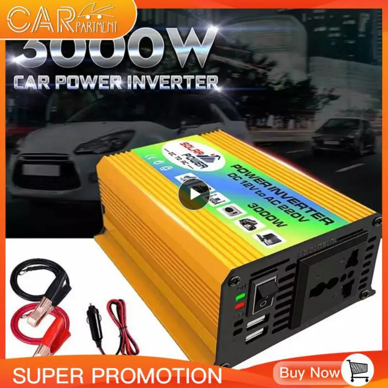 

3000W Car Power Inverter Solar Car Inverter DC 12V To AC 220V Car Adapter 2-Port USB Car Converter With LCD Intelligent Display