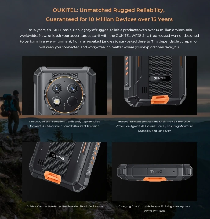 Oukitel Wp28S смартфон с 6-дюймовым дисплеем процессором T606 ОЗУ 4 Гб ПЗУ 120 ГБ 6 52 Гц