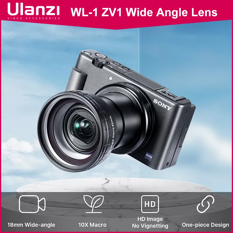 Ulanzi WL-1 18 мм широкоугольный объектив 10X HD макрообъектив камеры для Sony ZV1 Аксессуары
