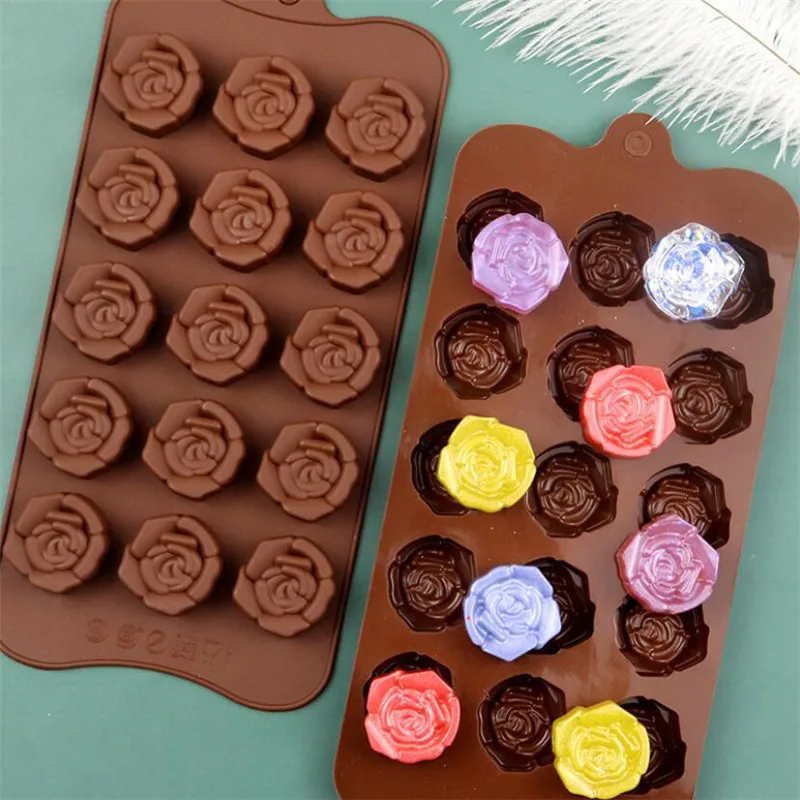 

Chocolate Silicone Molds Cavity Flower Rose Cake Soap Baking Ice Tray Mould Coffee Chocolate Mold Pastry Tools Fondant Molds