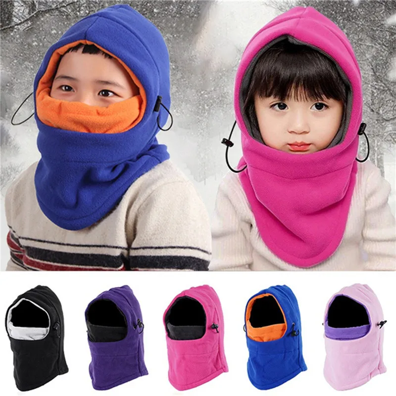 

Winter Windproof Child Outdoor Plush Padded Hat Motorcycle Ski Cap Full Face Cover Hats Kids Baby Warmer Veil Hat 2023