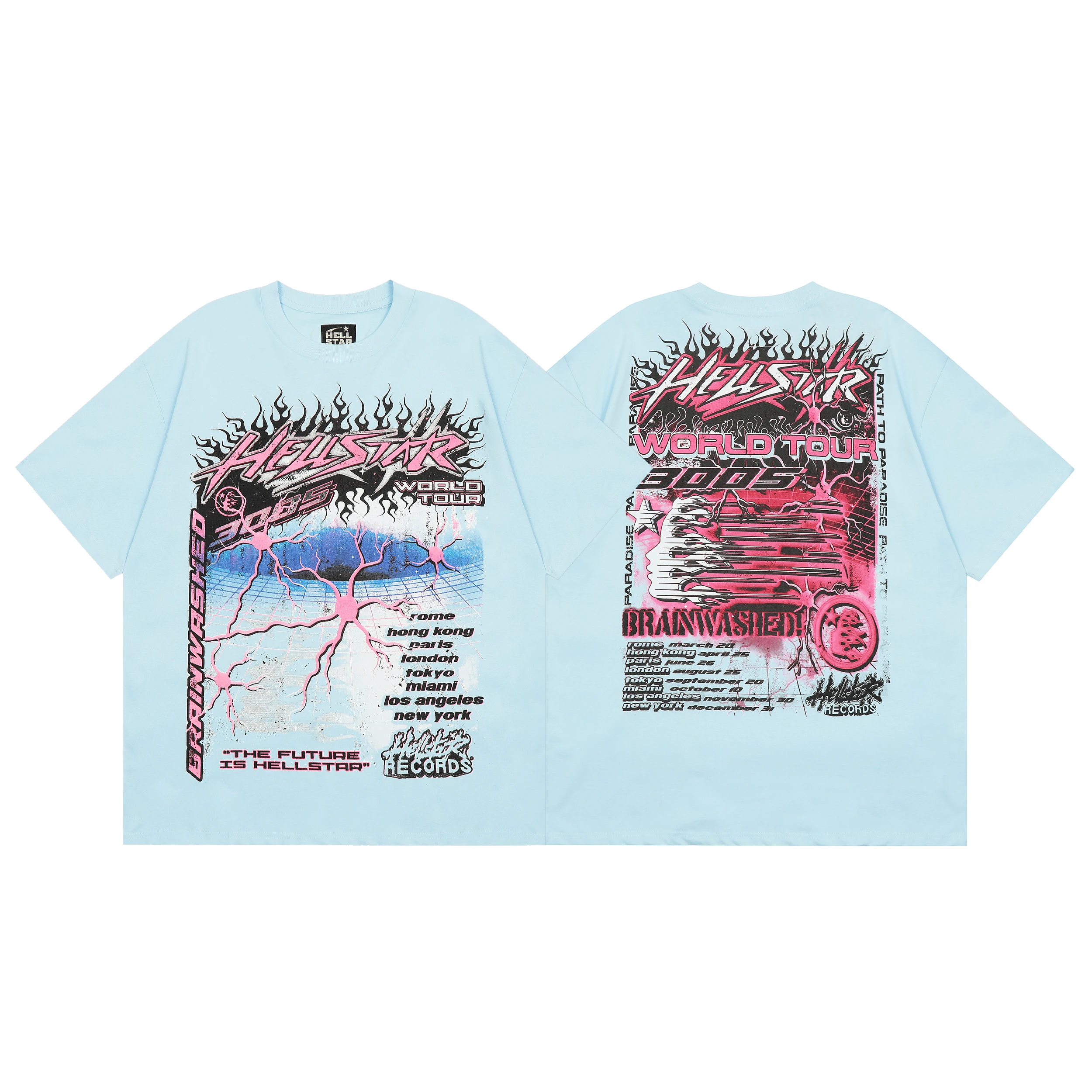 

Summer Hellstar Neuron Tour T Shirt Men Women Short Sleeve T-shirt Oversize Print Tee