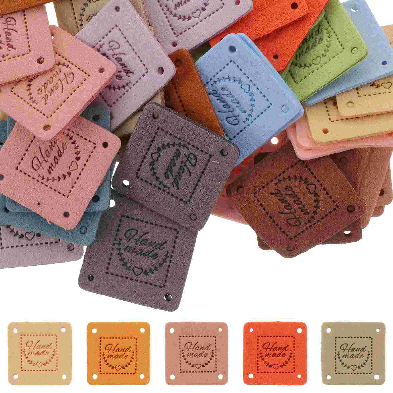 

45pcs Handmade Labels PU Labels Crochet Labels Clothing Labels with Holes