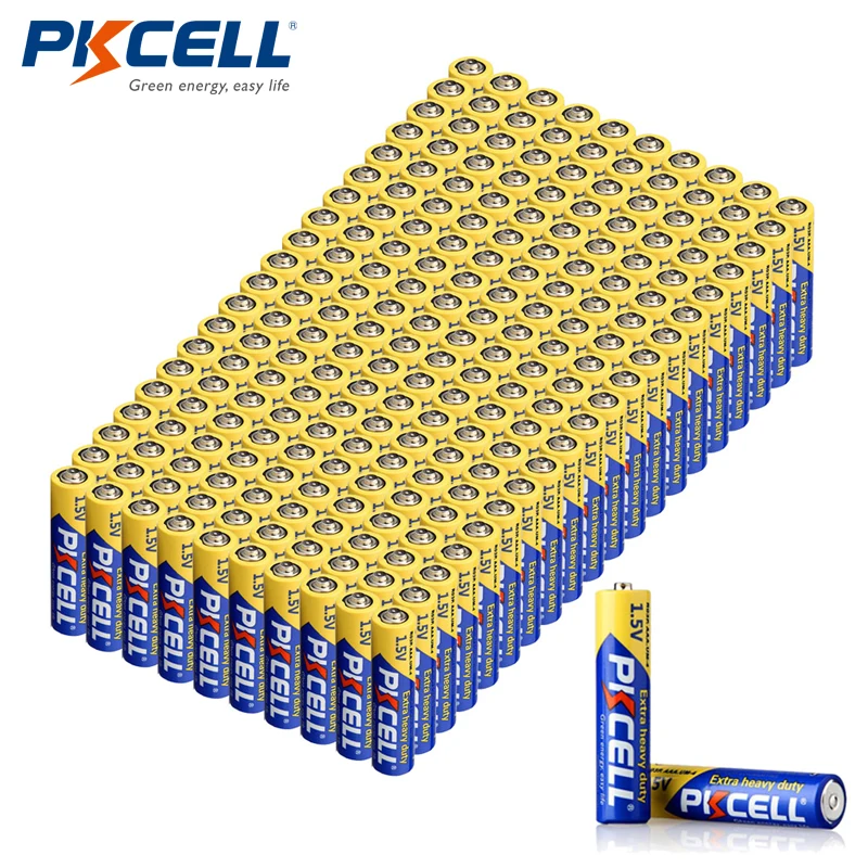 

200 шт., сверхмощная батарея PKCELL AAA R03P R03, 1,5 в
