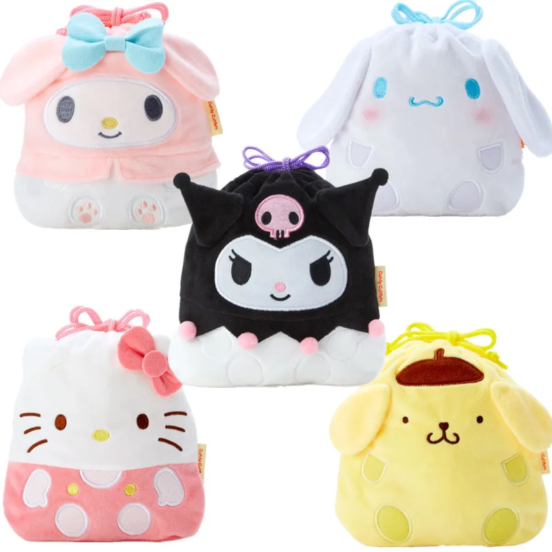 

Конфеты, монета, искусственная сумка, милый аниме Kuromi My Melody Cinnamoroll, плюшевые сумки для кукол, портативные вместительные косметички для девоч...