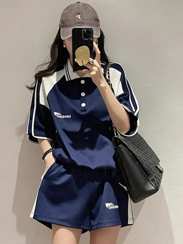 Костюм спортивный женский Повседневный из 2 предметов с шортами и коротким