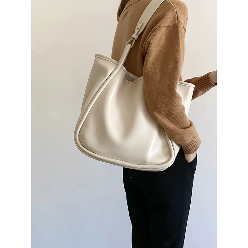 

Soft PU Leather 2022 New Shoulder Bucket Bag for Women Female Simple Composite Package Large Capacity Tote Travel Purse Handbag