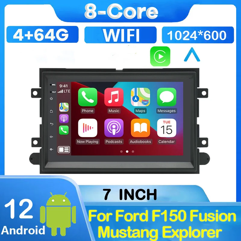 

7'Android12 Car Video Player Radio GPS Navigation for Ford F150 F250 F350 Fusion Mustang Explorer Edge Focus Auto Stereo CarPlay
