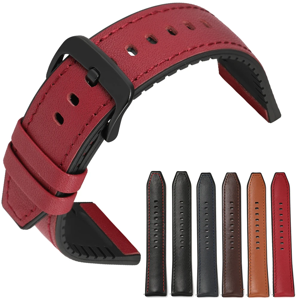 

Rubber And Cowhide Leather Double Layer Ventilation Watch Strap 20mm 22mm Quick Release Soft Watch Belt Handmade Watch Band