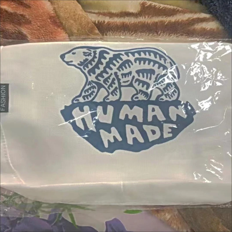 Canvas Human Made Polar Bear Backpacks Buckle Shoulder Strap Handbag Men Women Campus Large Capacity Schoolbag Tooling Bag