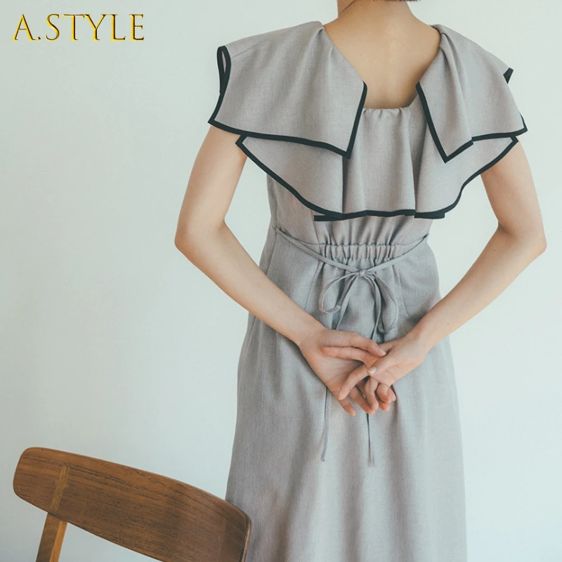 

A Girls Ruffled Sleeveless Dress Women Contrast Color Patchwork Summer Dresses Slim Waist Lace Up Mid Calf Temperament Vestidos