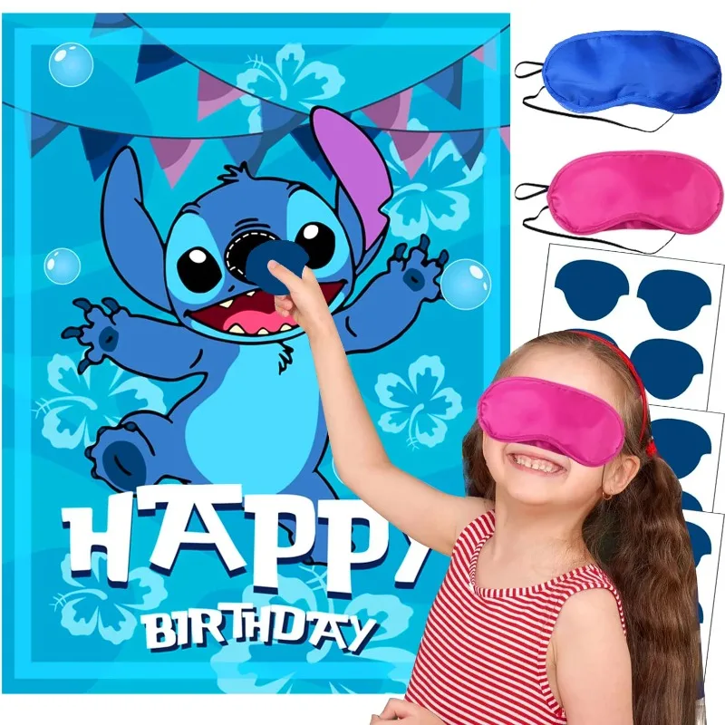 Фото Pin The Nose On The Stitch вечерние игры плакаты наклейки Disney Stitch вечерние украшения детский душ пользу наборы на день рождения подарок №1
