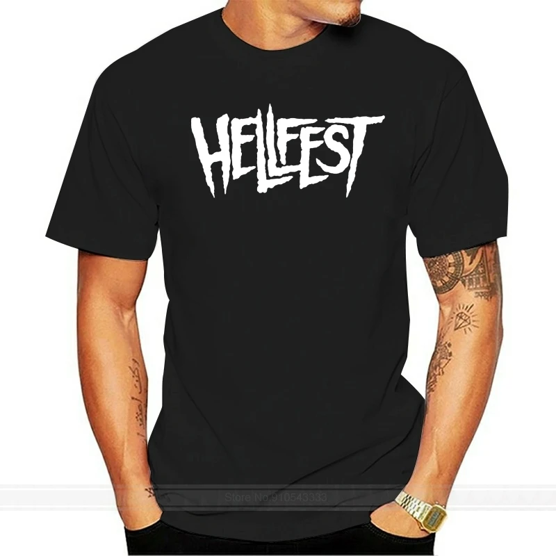 Модная мужская черная рубашка Hellfest S M L XL с короткими рукавами футболка принтом