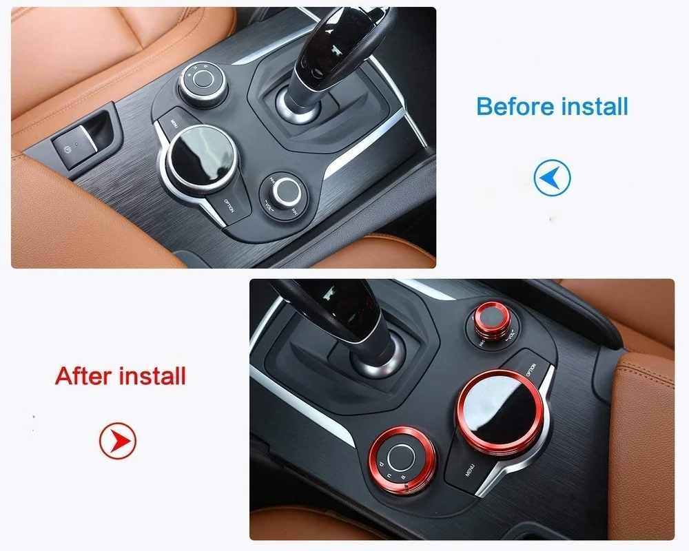 

For Alfa Romeo Giulia Stelvio 2017 2018 2019 Aluminum Alloy Center Control Multimedia Knob Ring Trim