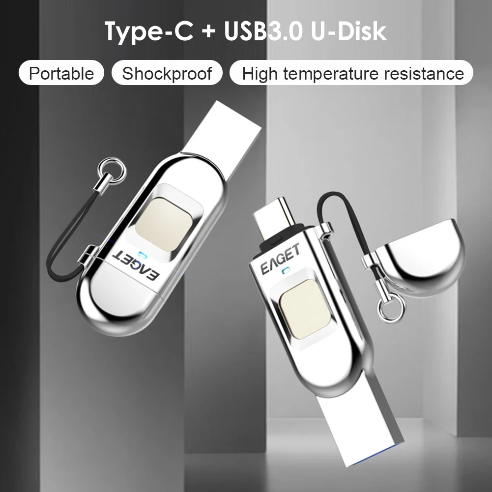 

Eaget FU68 Fingerprint USB Flash Drive Fingerprint USB Type C/USB 3.0 Pendrive OTG Jump Thumb Drive for Phone PC 32GB 64GB 128GB