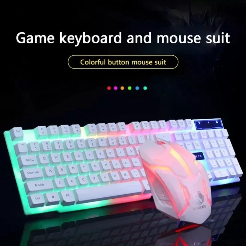 

NEW2023 RGB LED Backlit Wired Set Mechanical Feeling 104 Keycaps Gamer Keyboard For Computer Desktop Laptop