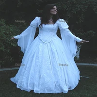 vintage medieval wedding dress 2022 celtic renaissance puff sleeve country boho wedding dresses corset back ball gown bride wear