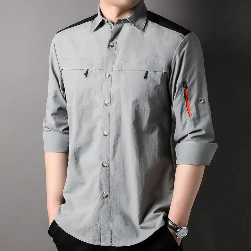 

Men Casual Quick Dry Shirts Summer Sports Outdoor Cycling Clothing Men Breathable Anti UV Fishing Shirts Climbing Tactical Top