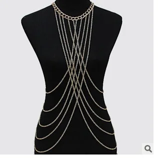 

Fashion Womens Sexy Summer Beach Tassel Body Waist Chain Fringe Cross Tie Shoulder Bikini Harness Belt Chain Waistband Necklace