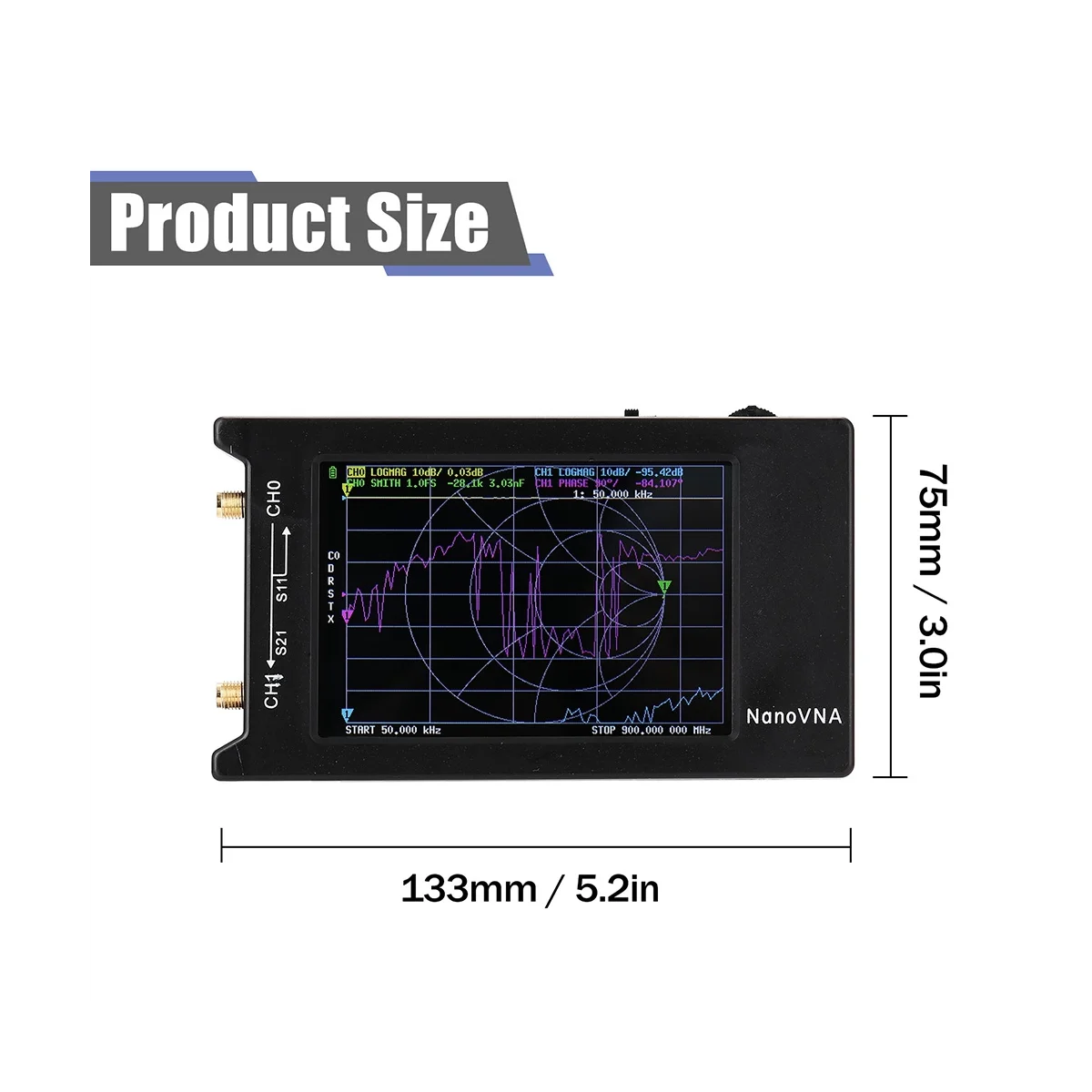 4-дюймовый ЖК-дисплей NanoVNA-H4 50KHz-1.5 ГГц экранный Векторный анализатор веб-сети