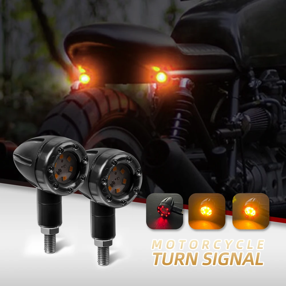 

2Pcs Motorcycle BikeTurn Signal Light Lamp LED Amber+red Turn Signal Blinker Light Indicator 13 LED Super Bright