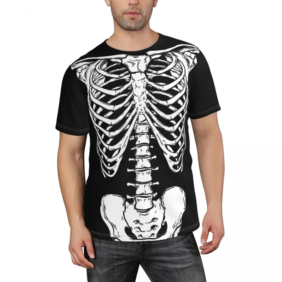 

Human Ribcage Hips Anatomically Correct Human Skeleton Mens T Shirts Polyester Quick-drying Short Sleeve 3D Printed Clothes