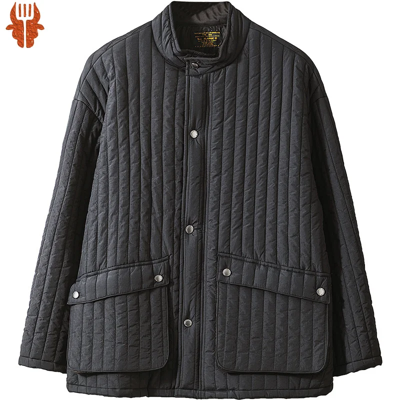 

Мужская стеганая куртка, черная Свободная рабочая одежда в стиле милитари, одежда для осени и зимы