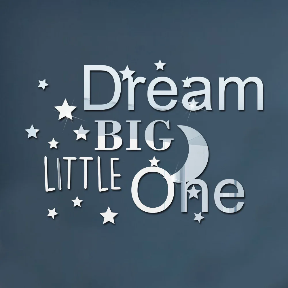 

2022 European Style Home Fashion Decor Wall Stickers 3D Letters Dream Big Acrylic Mirror Stickers Bedroom Living Room Decoration