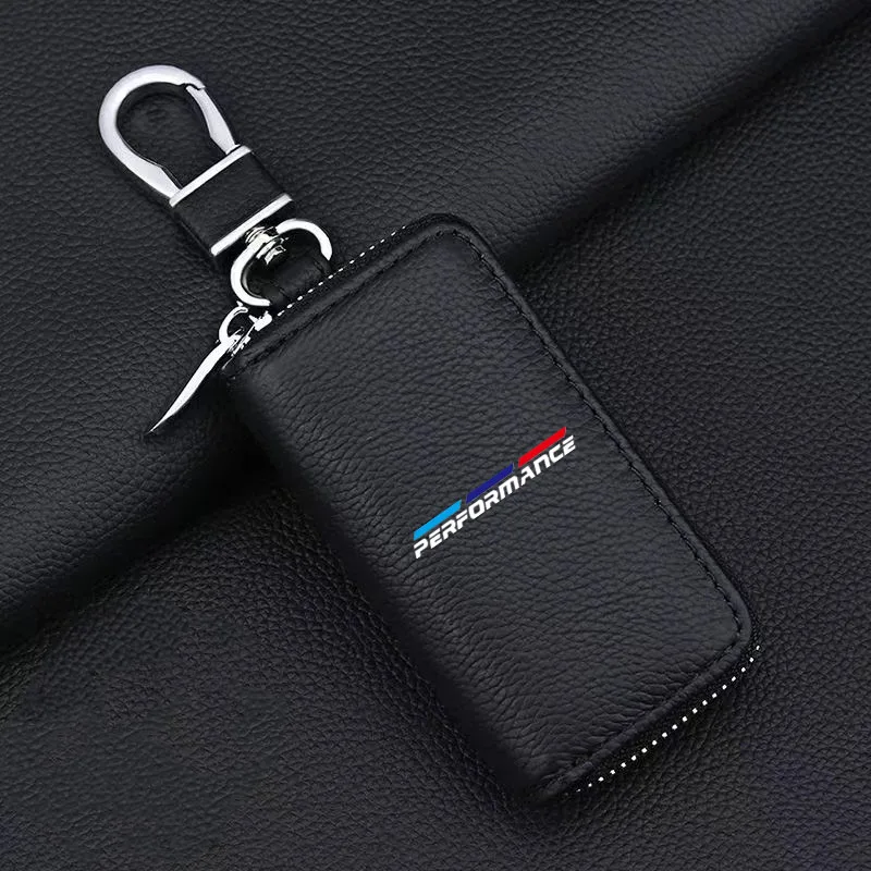 

For E90 E92 E93 M3 E82 Leather Zipper Car Key Cover Storage Case Shell Wallet Keychain Protector Car Accessories