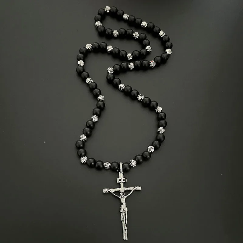 

GS29 NEW Rosary Necklaces Cross Jesus Christ Orthodox Pendant Automobile Rearview Mirror Alloy Acrylic Prayer Beaded Ornaments