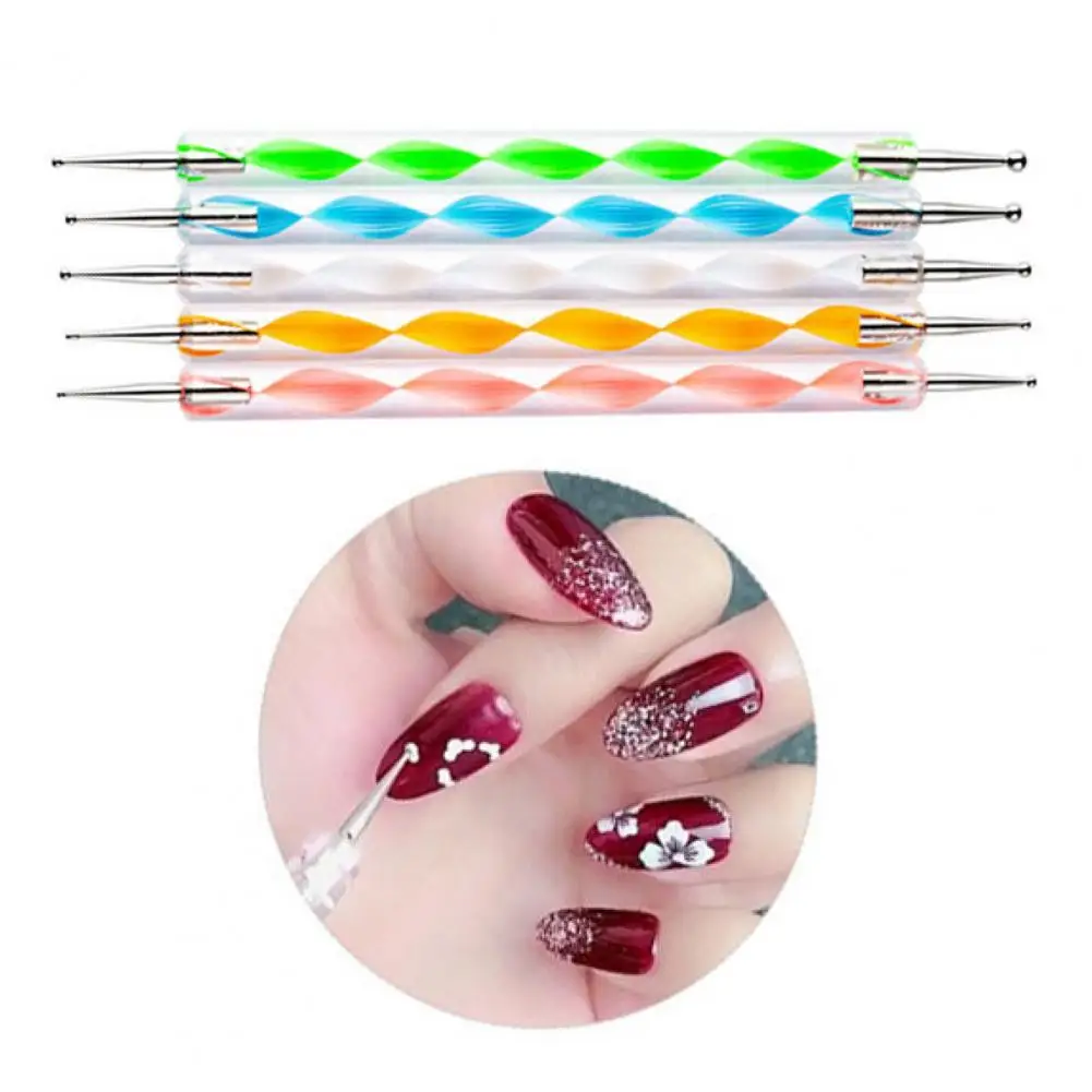 

Multicolor 5Pcs/Set Vintage Double-Head Nail Art Drawing Liner Compact Nail Art Brush Wide Application for Fingernails