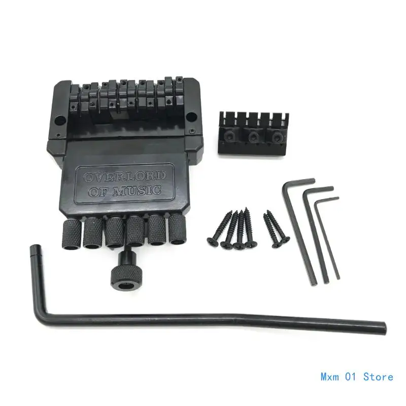 

6 String Saddle Headless Guitar Bridge Tailpiece Replacement Black Guitar Bridge Electric Guitar Replacement Parts Drop shipping
