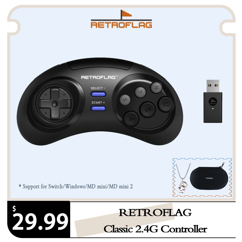 Классический игровой контроллер RETROFLAG 2,4G, беспроводной геймпад Turbo для Nintendo Switch,Window,MD Mini,MD Mini 2,Raspberry Pi