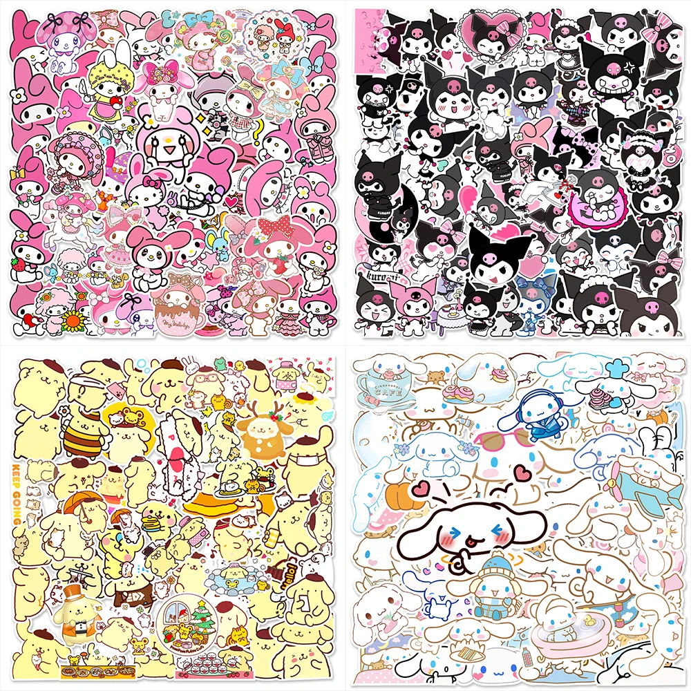 

50pcs Sanrio Kawaii WaterProof Stickers Cute Kuromi My Melody Suitcase Skateboard Luggage Graffiti Phone Decal Stickers