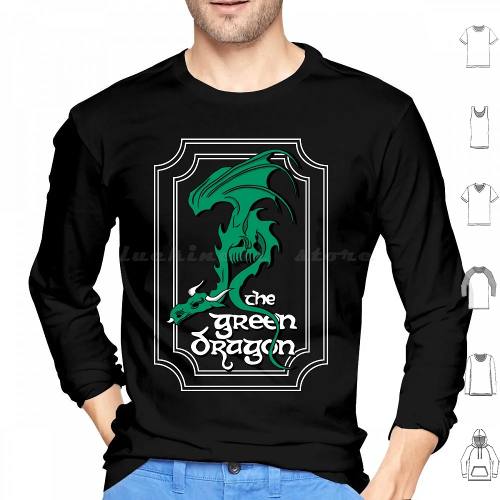 

The Green Dragon Inn Logo Hoodie cotton Long Sleeve Green Dragon Lord Ring Rings Shire Bree Frodo Bilbo Samwise Merry Gandalf