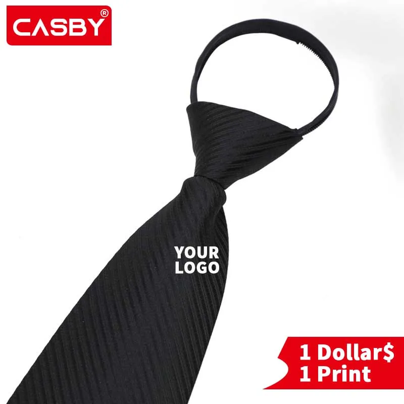 

Custom Logo 8cm Polyester Silk Business Neck Tie Formal Wear Professional Jacquard Diagonal Stripes Lazy Zipper Men's Tie