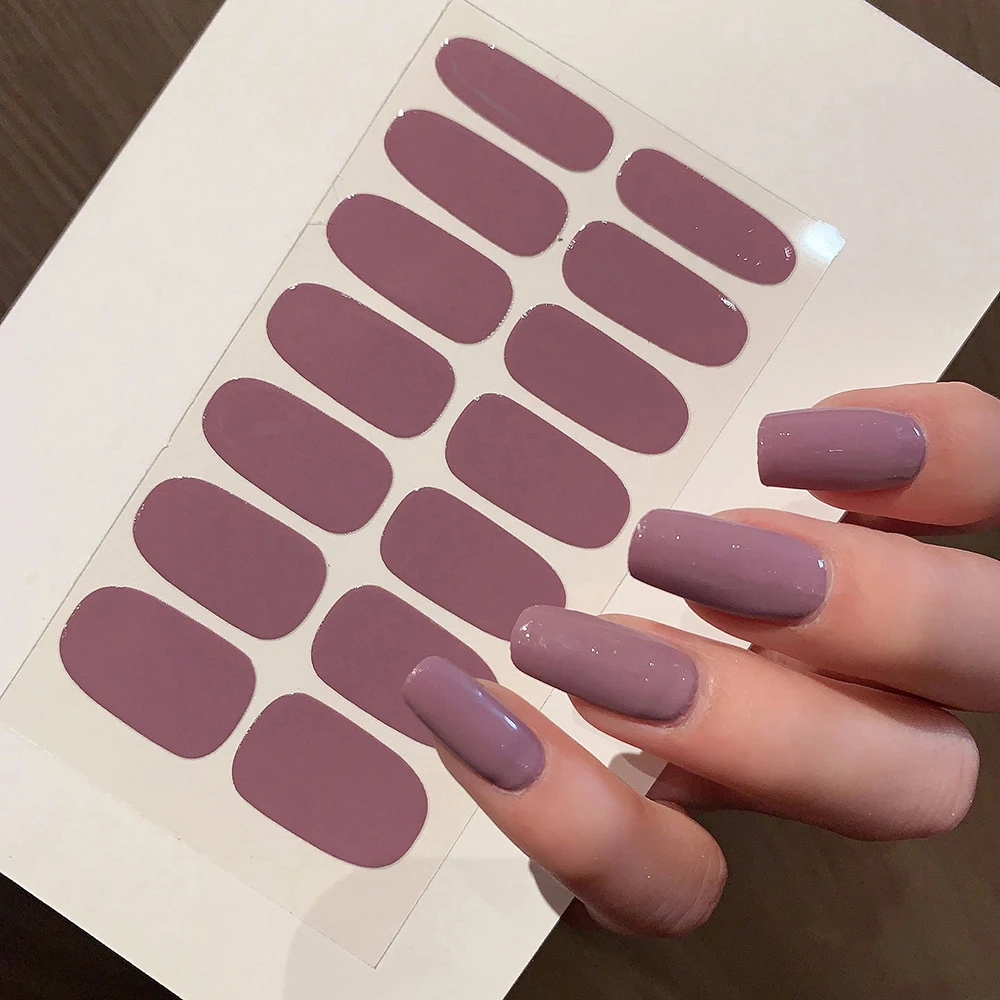 16Tips Горячие полуотвержденные гелевые наклейки для ногтей черного цвета