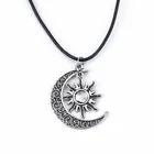 Кожаное ожерелье с подвеской в виде Луны, солнца, для женщин и мужчин