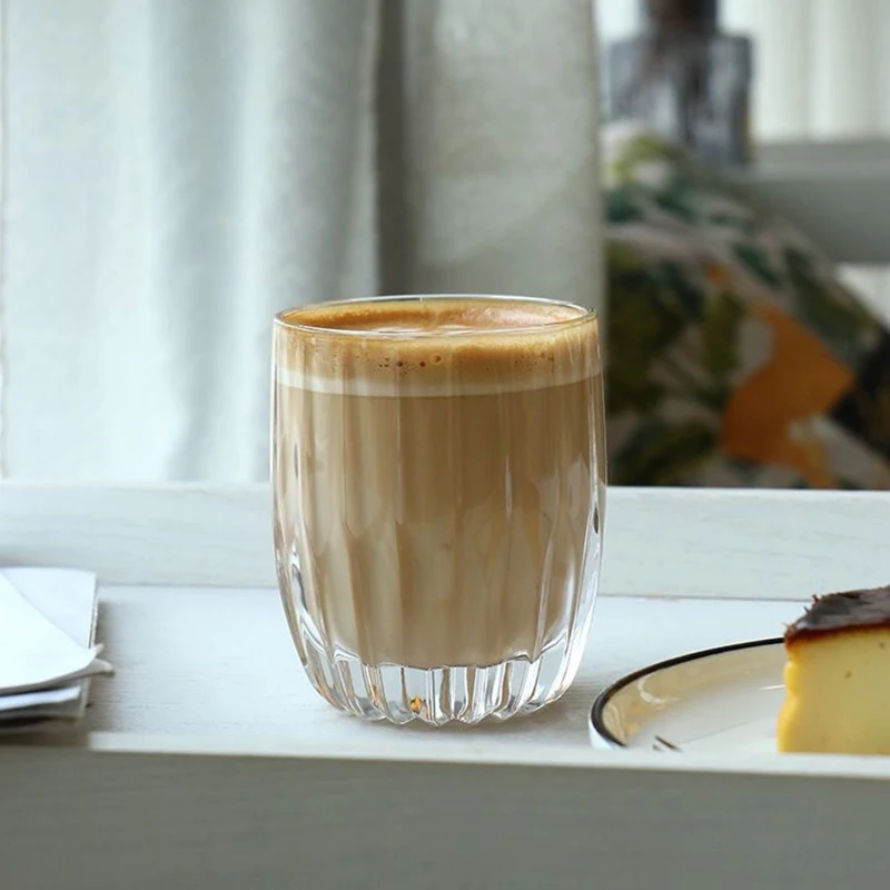 285 мл 2 шт. набор европейская стеклянная чашка в вертикальную полоску прозрачная