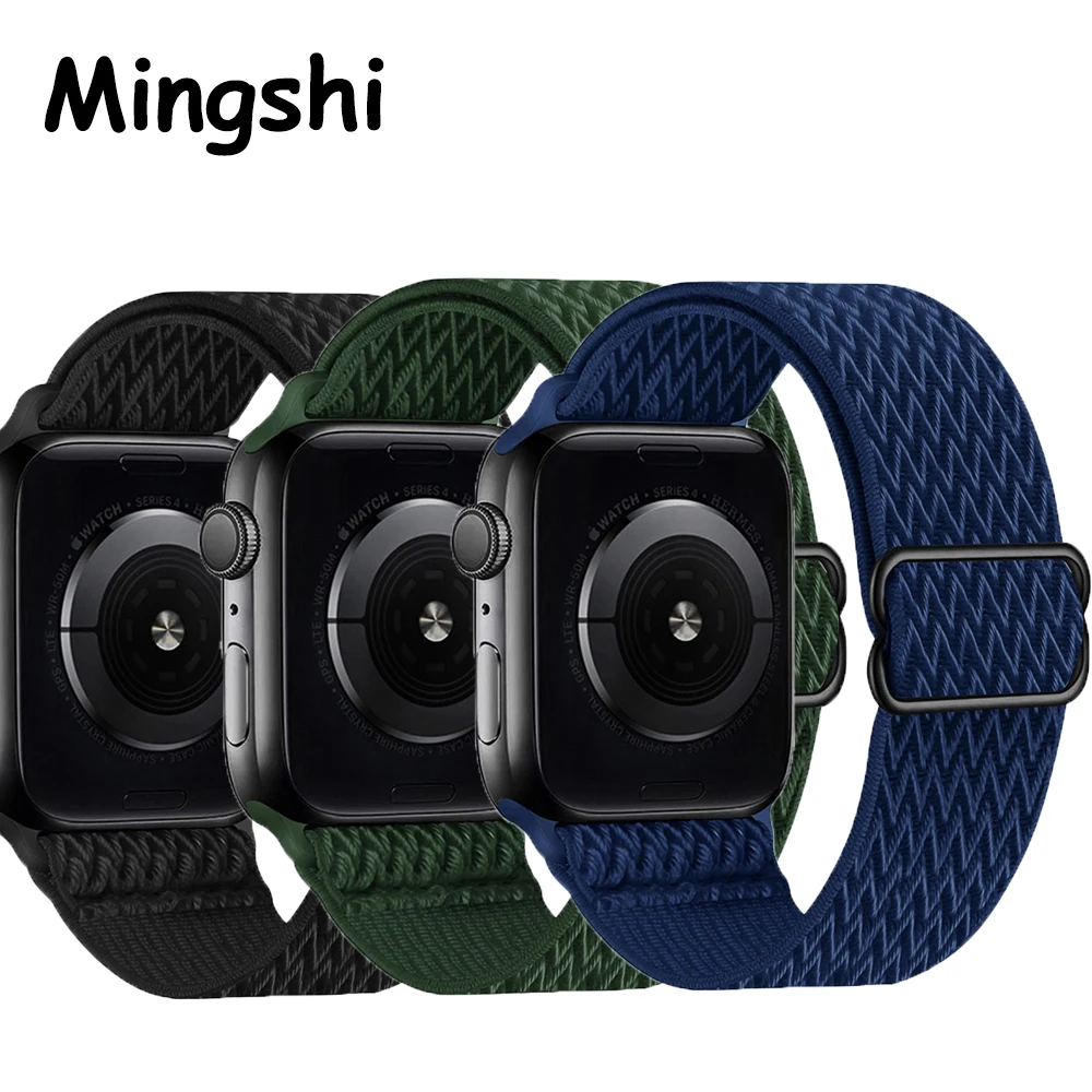 

Нейлоновый ремешок для Apple watch band 44 мм 41 мм 45 мм 42 мм, эластичный тканевый нейлоновый браслет для iWatch series 3 4 5 se 6 7