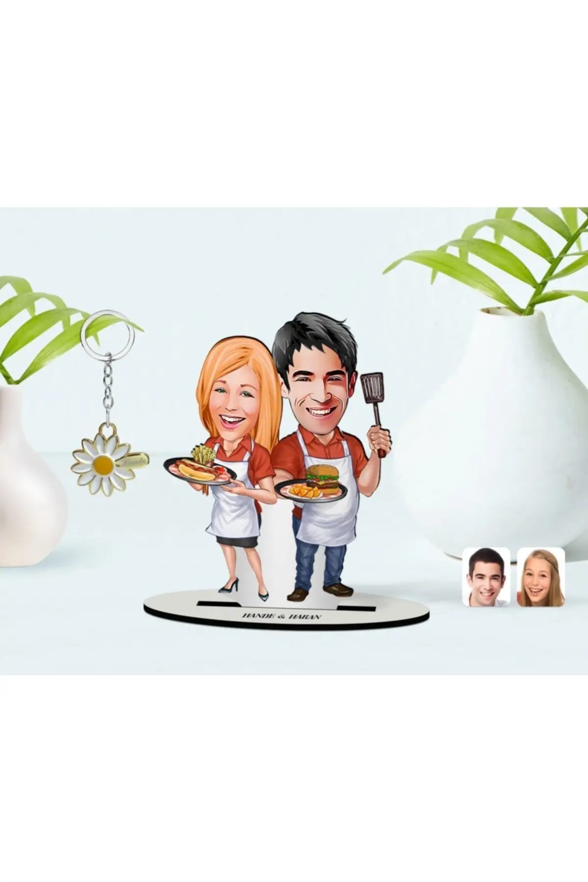 

Personalized women's Cartoon 3d Wooden Trinket And Name Silver Daisy key-21