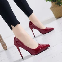 plus size women shoes pumps spring summer thin 11cm high heels pointed toe party wedding ladies sexy solid female shoes 35 44