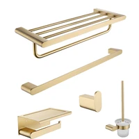 stainless steel brushed gold 5 piece bathroom accessory accessories set with paper holder towel rack