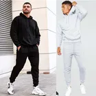Мужской спортивный костюм с худи, осенняя модная спортивная одежда из двух предметов, Мужская весенняя одежда, свитшоты с капюшоном + штаны для бега