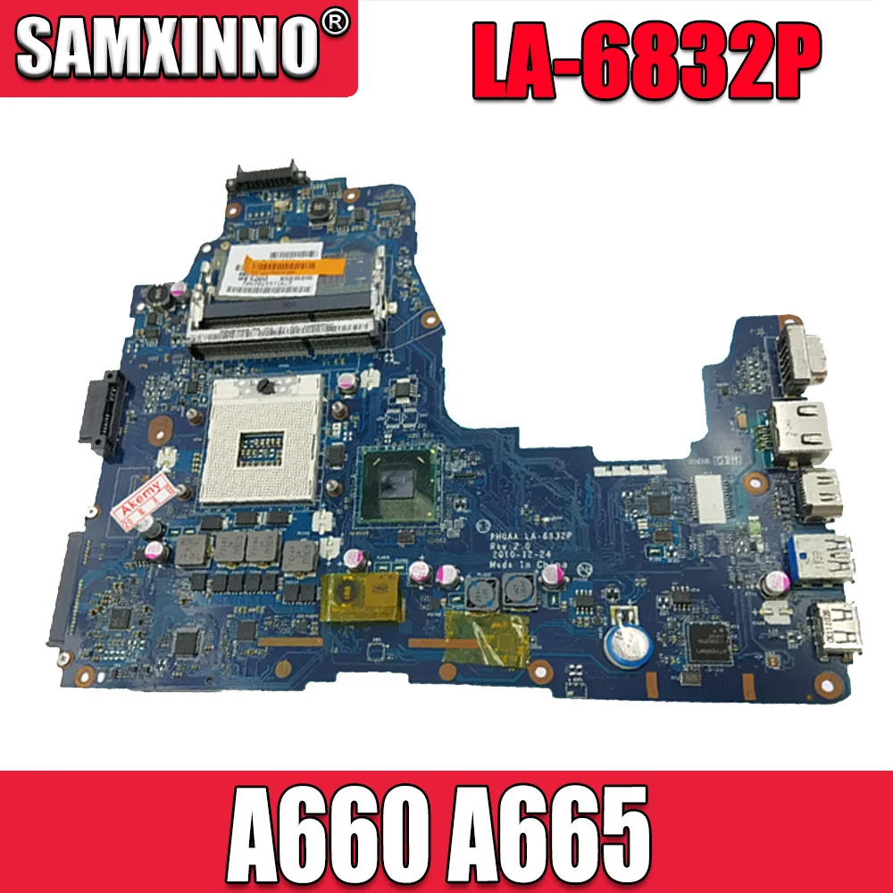 

AKEMY K000128590 Laptop motherboard For Toshiba A660 A665 Notebook Mainboard LA-6832P HM65 DDR3