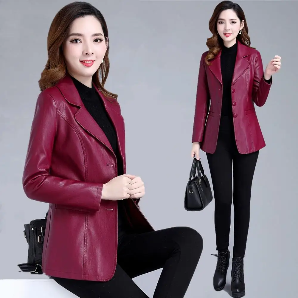 Causal Women's Leather Jackets Female Leather Coat PU Jacket 2022 New Fashion Long Wild Women Clothing Korean Fashion Slim Coats