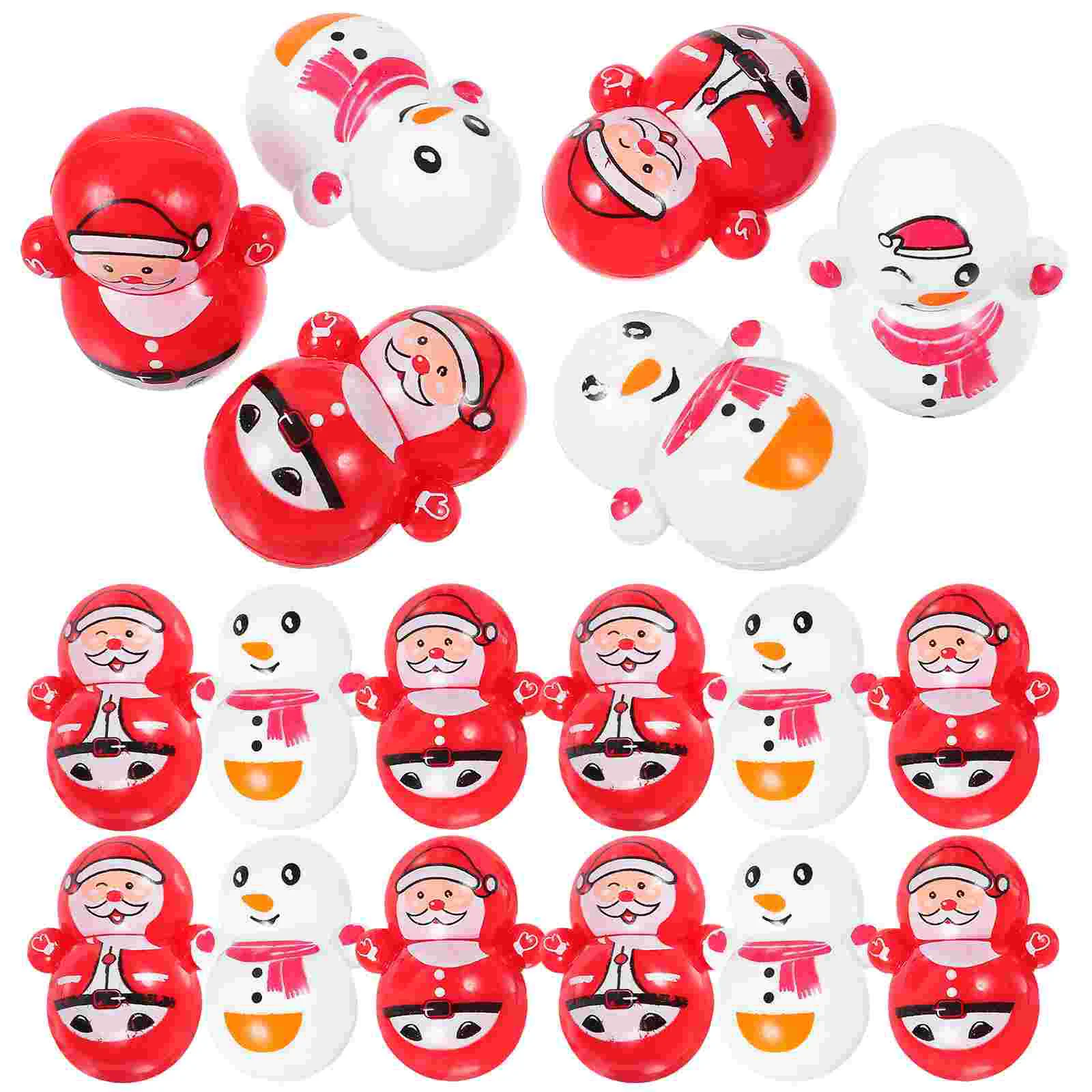 

60 Pcs Snowman Tumblers Plastic Toys Desktop Decor Santa Claus Christmas Themed Lovely Child Gift