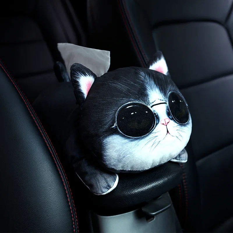 

Cute Cat Dog Car Tissue Box Holder for Car Armrest Box 3D Cartoon Tissue Box Cover Napkin Holder Soft PP Cotton Car Accessories