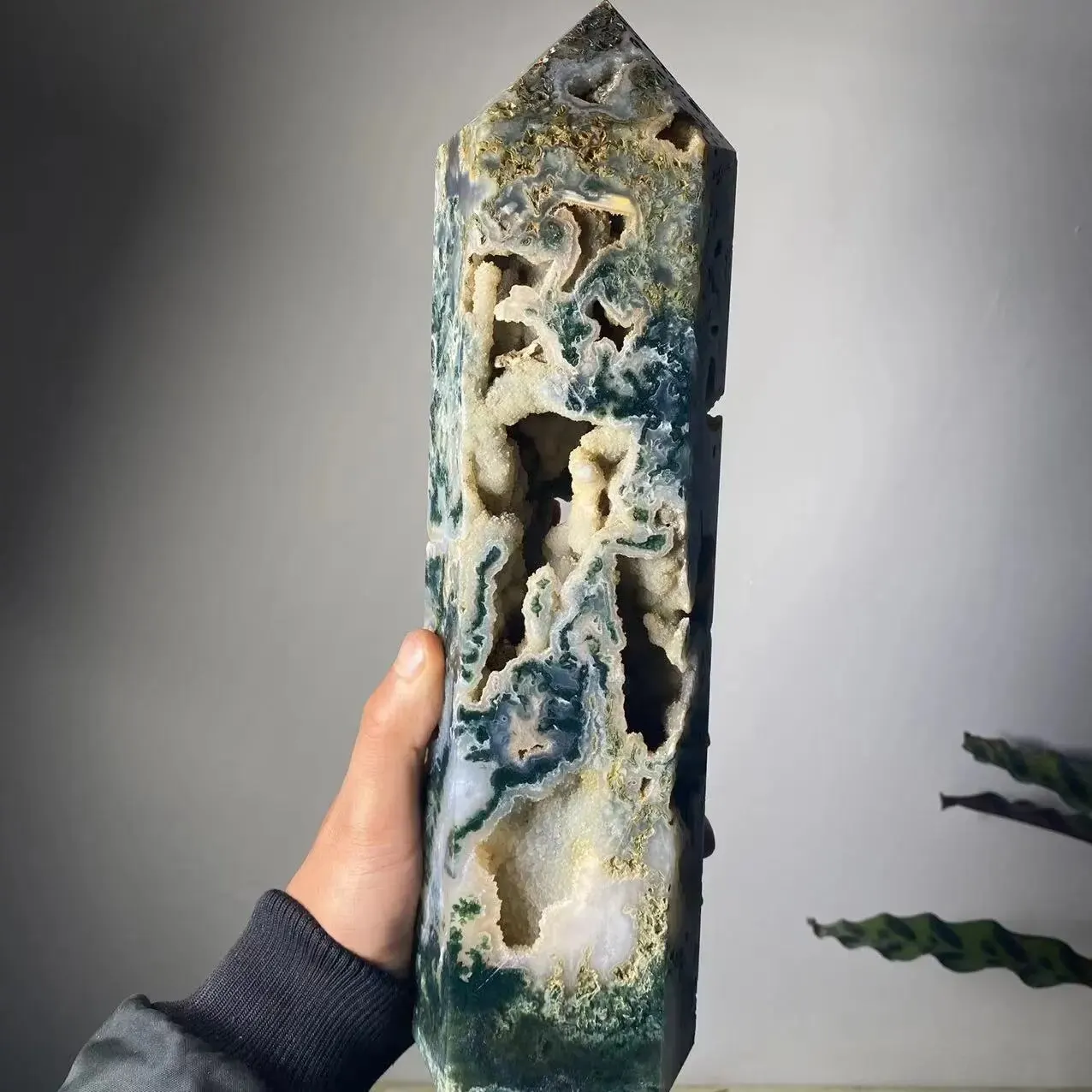 Натуральный водный агат Обелиск Кварцевая башня Кристалл Точечное исцеление