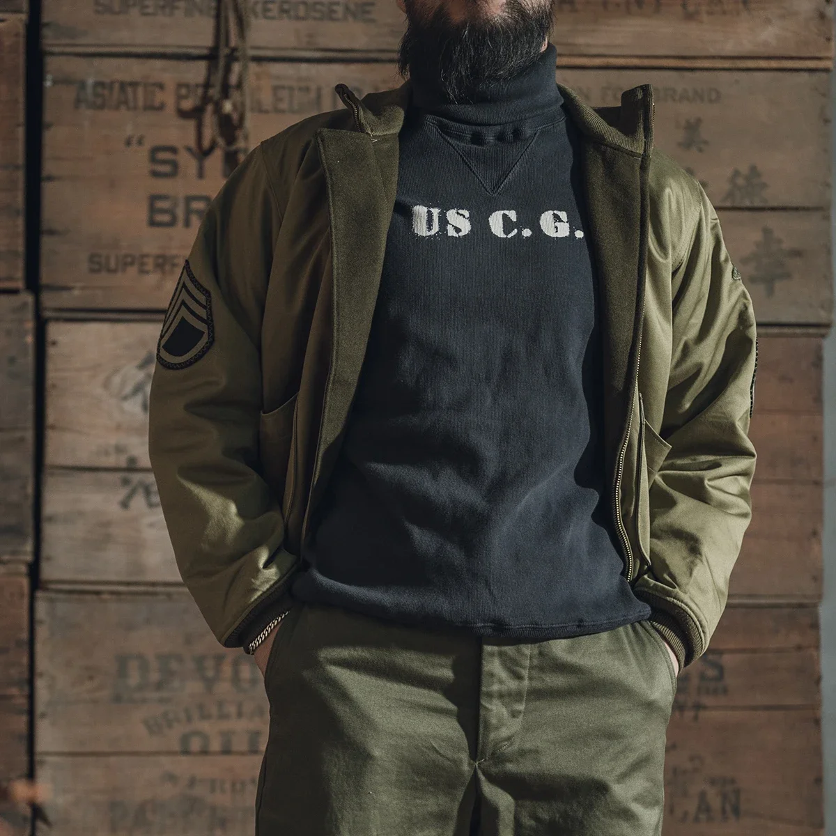 Прочная Мужская Базовая футболка с длинным рукавом и высоким воротником